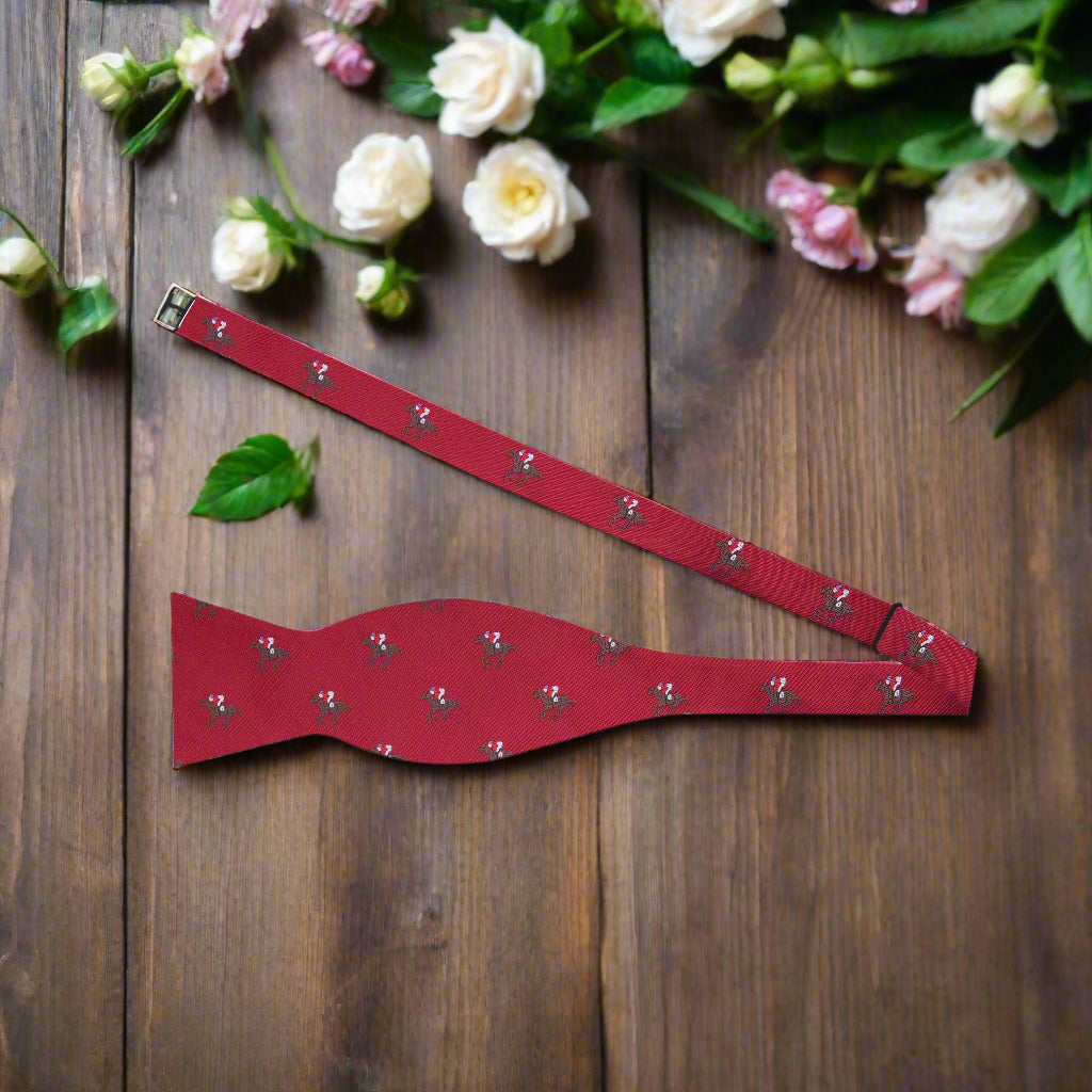 Red Racehorse and Jockey Bow Tie Untied