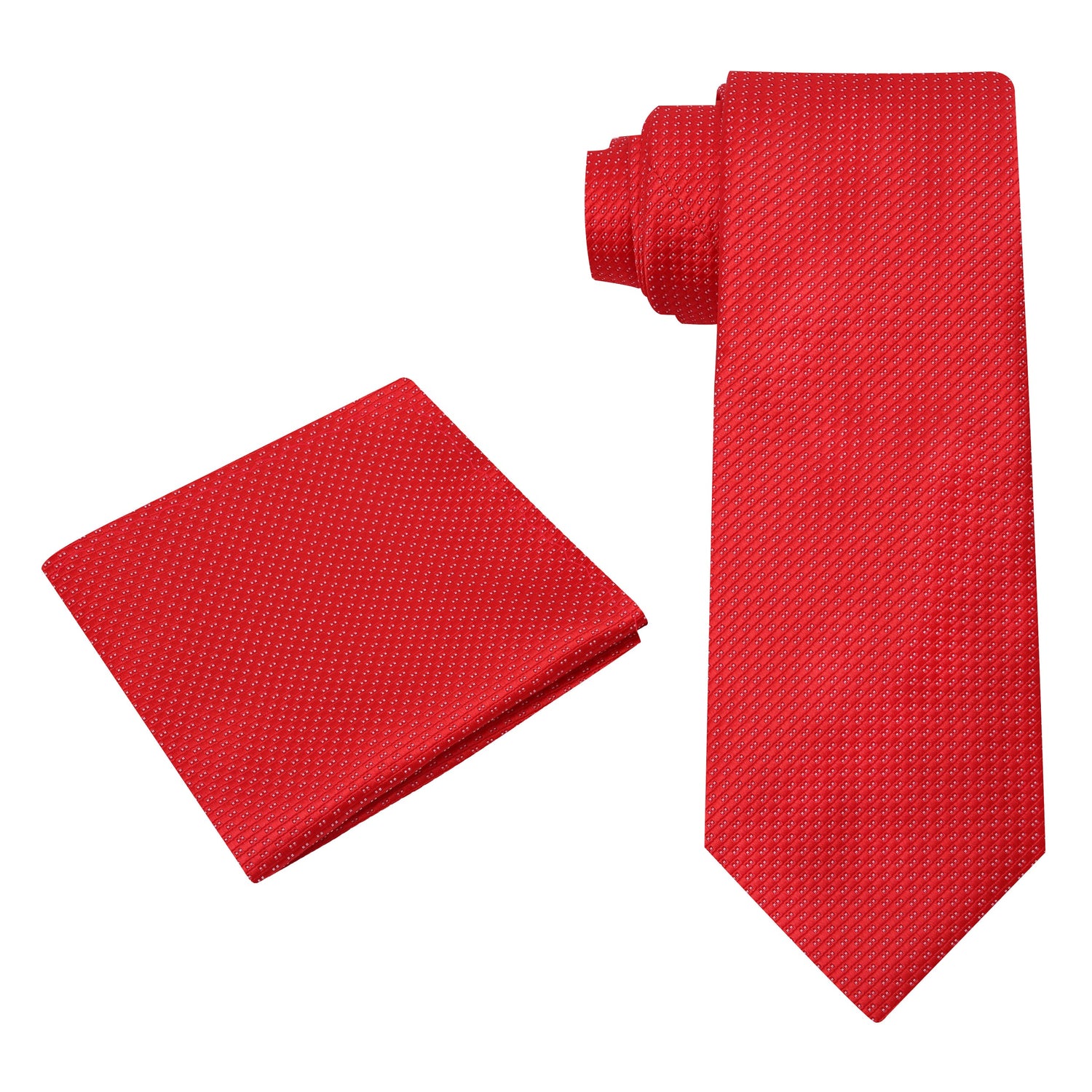 Alt view: Red with White Dots Tie and Pocket Square