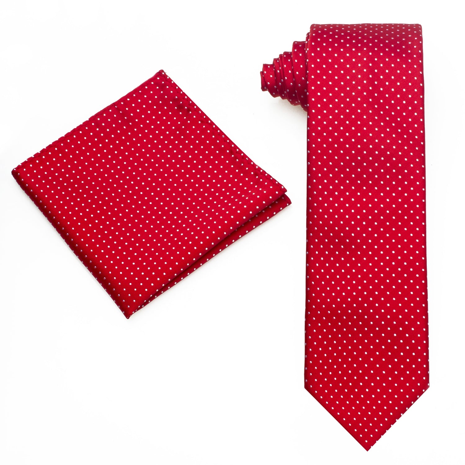 Alt View: Red, White Polk Tie and Square