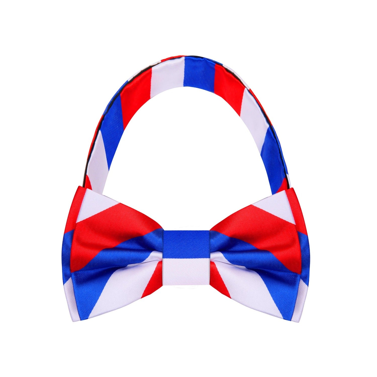 Red, White and Blue Block Stripe Bow Tie Pre Tied