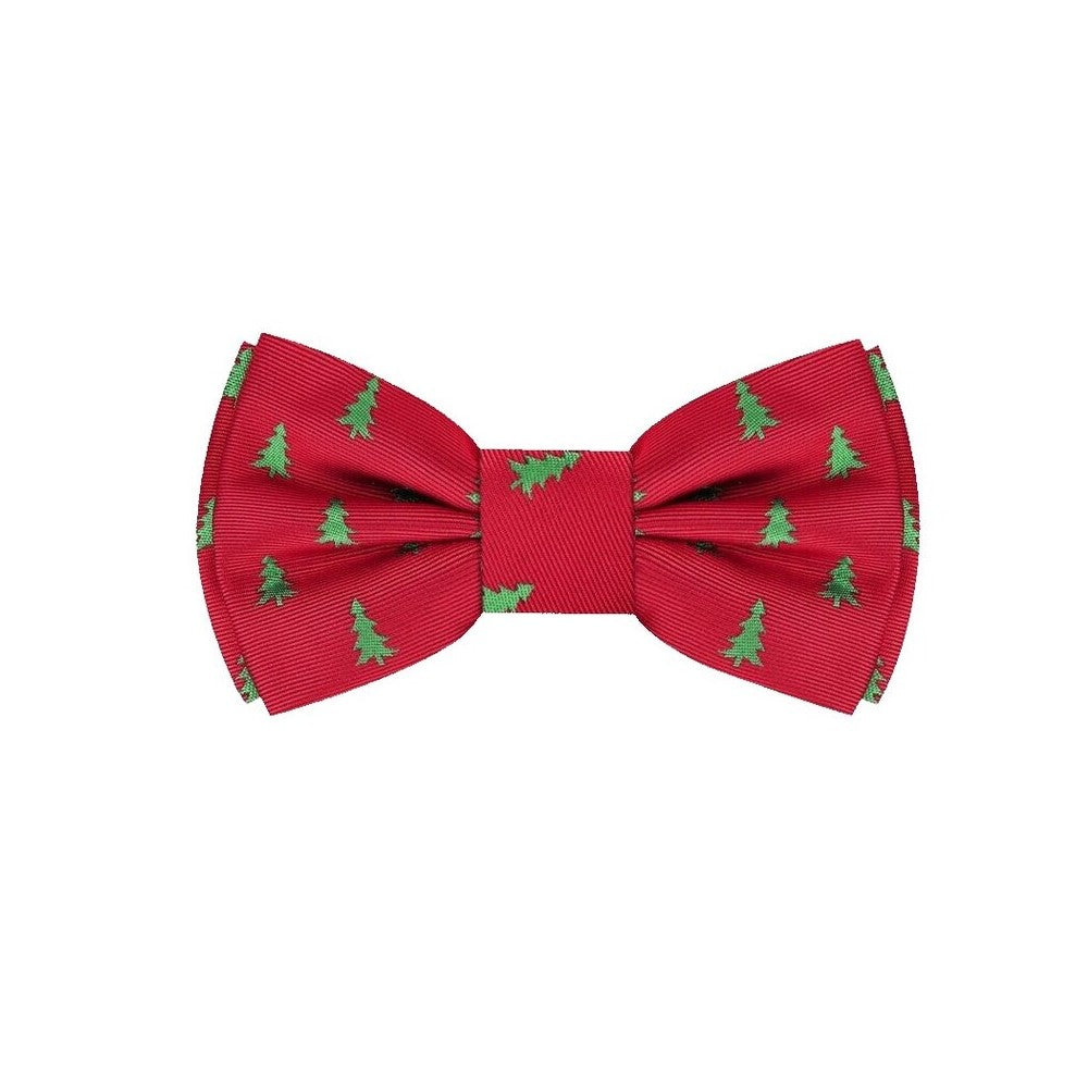 Red Silk with Green Christmas Tree Bow Tie