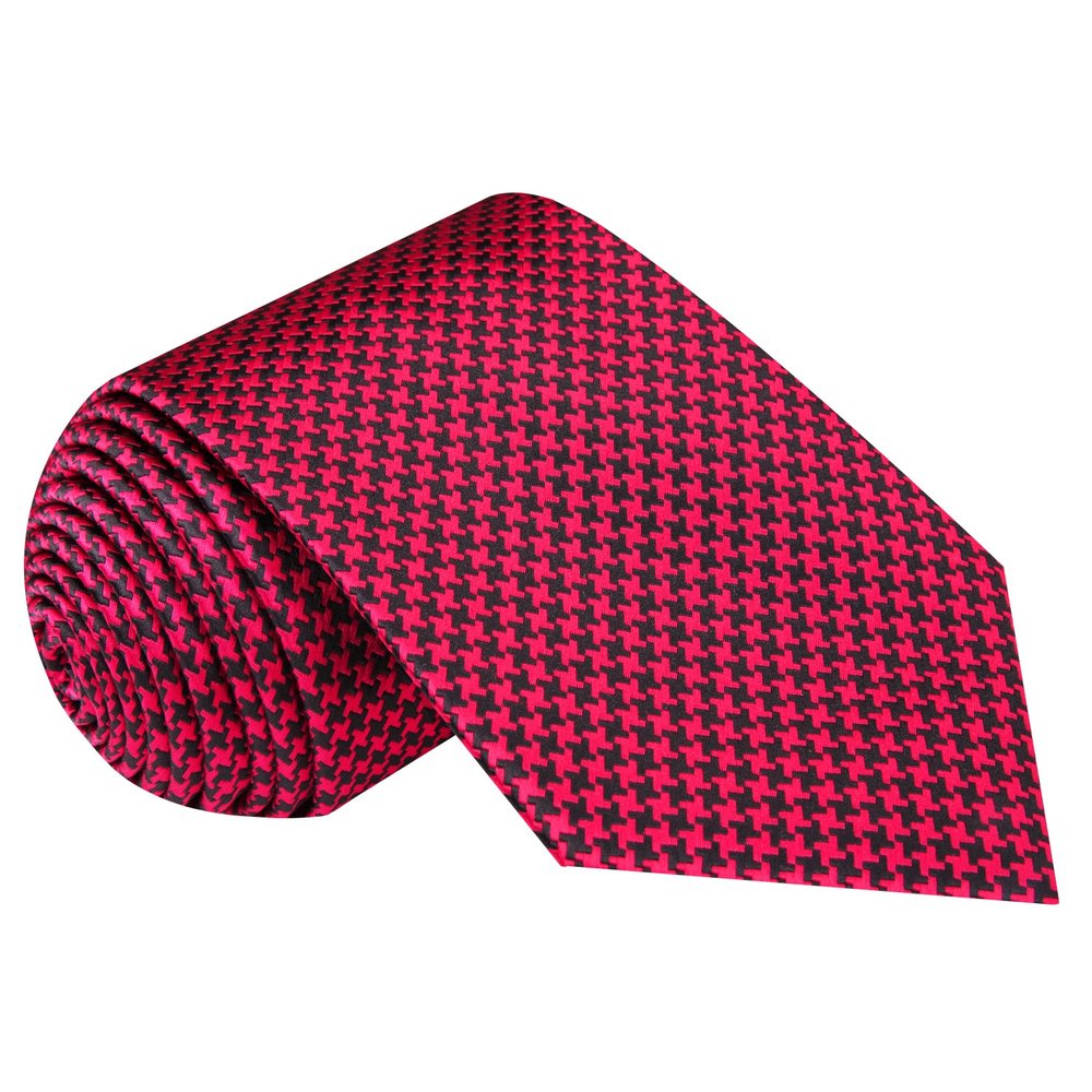 Red and Black Hounds Tooth Tie