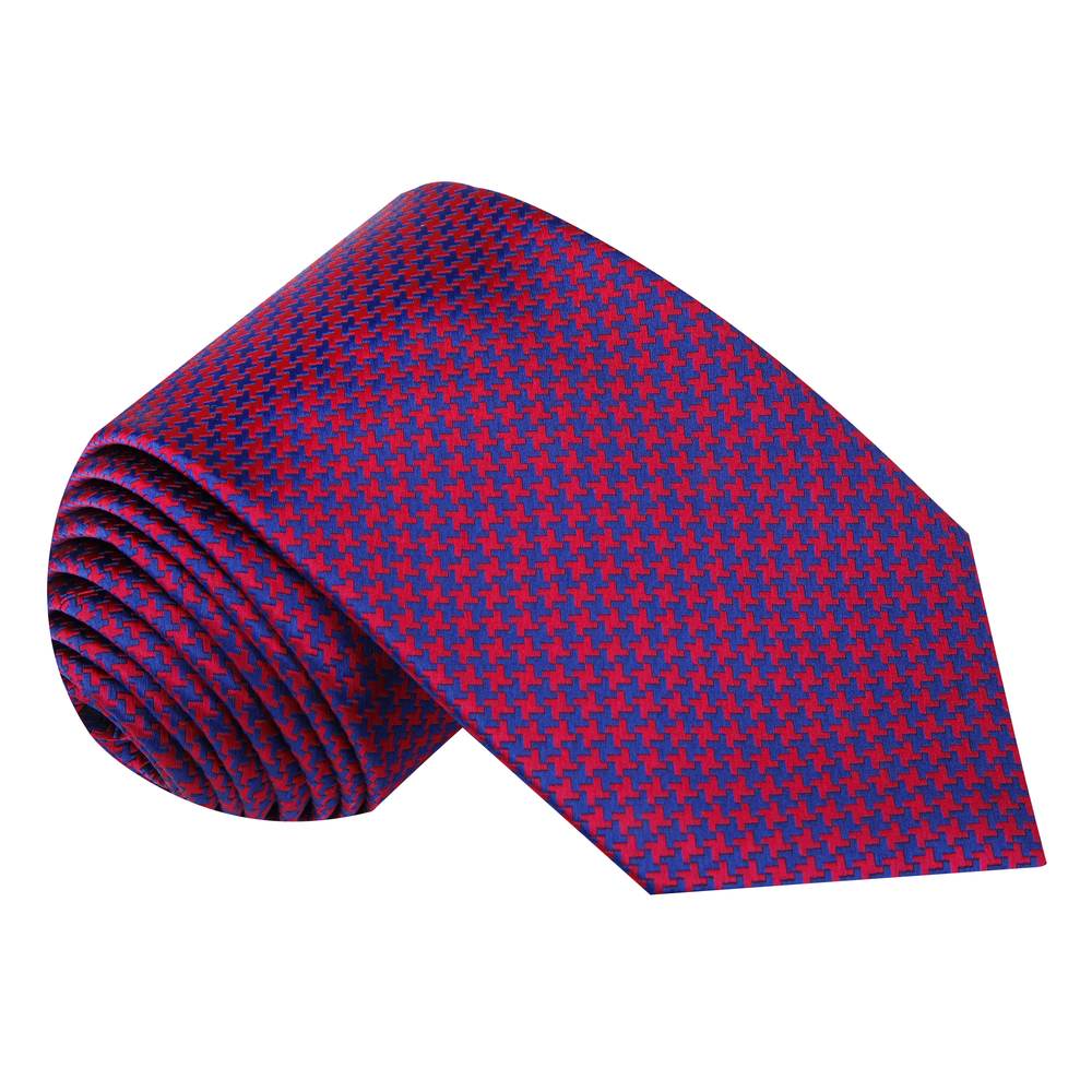 Red, Blue Hounds Tooth Tie