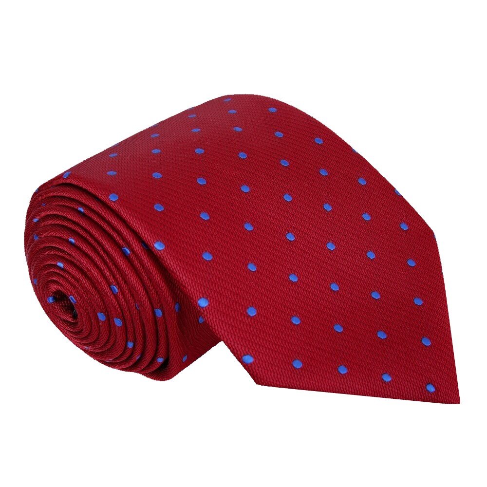 Red Blue Dots Tie||Red with Blue Dots