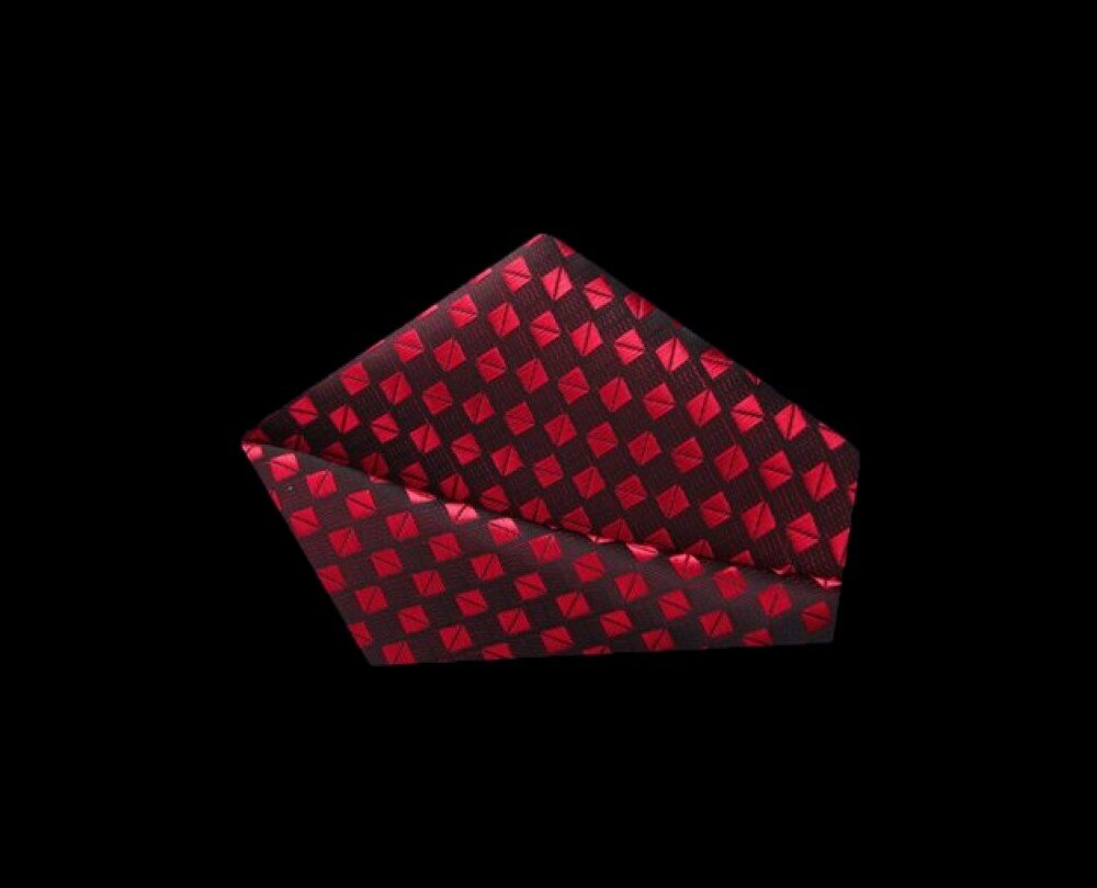 Pocket Square view 2 Pattern On Fabric:  Geometric Diamonds  Color Of Fabric:   Dark Red, Red