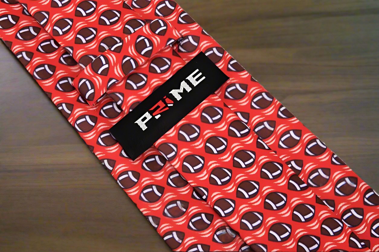 Red Brown Football Tie Keep