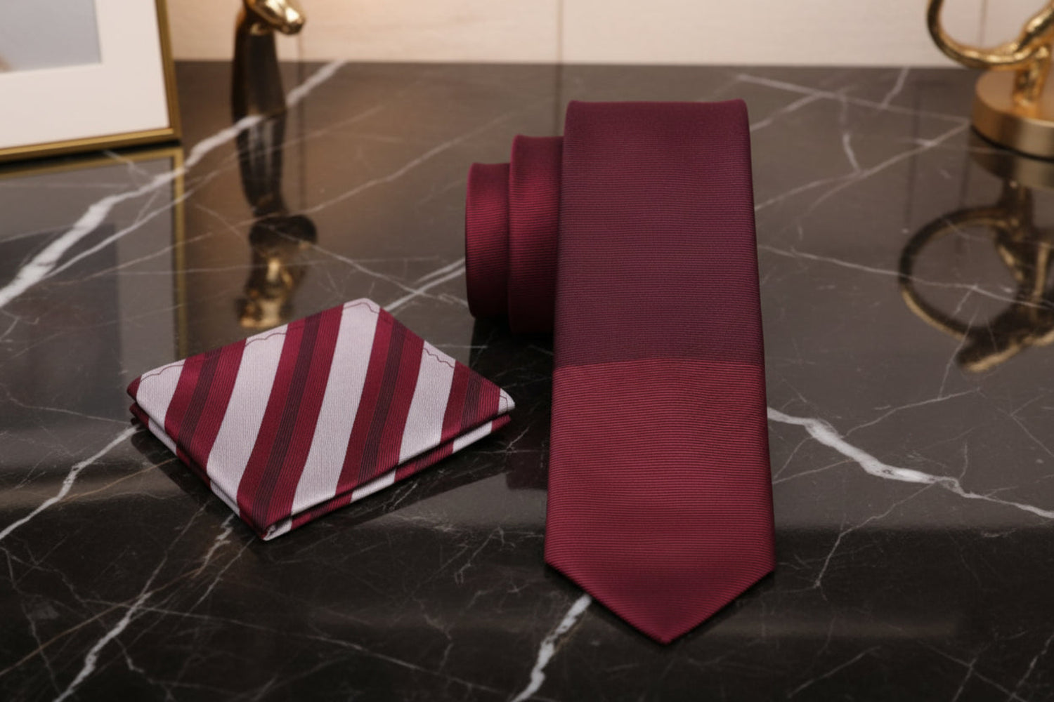 Red Grey Tie and Square||Red