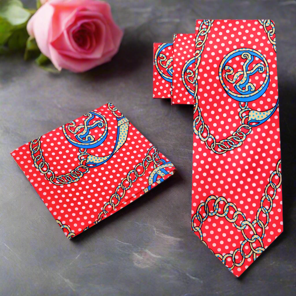 Alt View: red peace tie and square