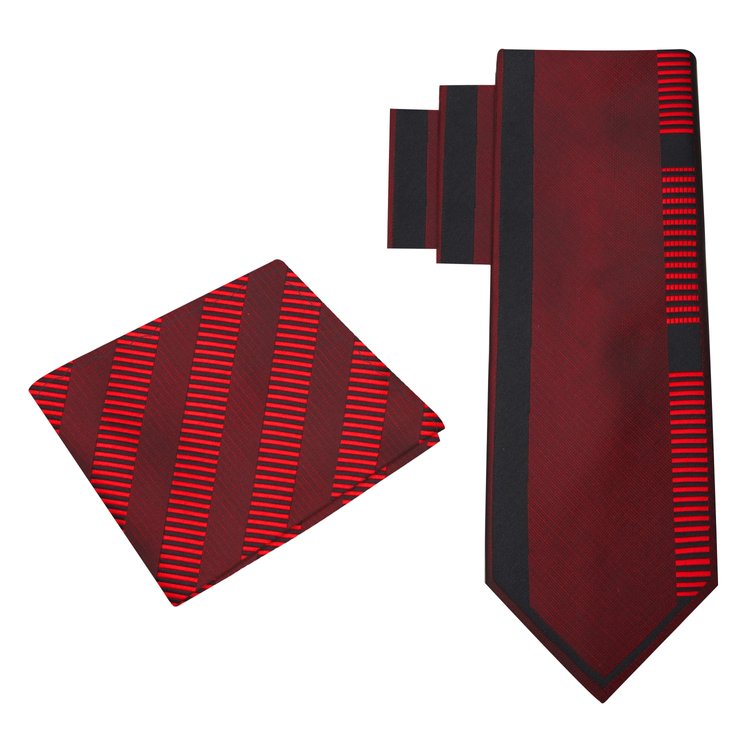 Alt View: Red Lines Tie and Pocket Square