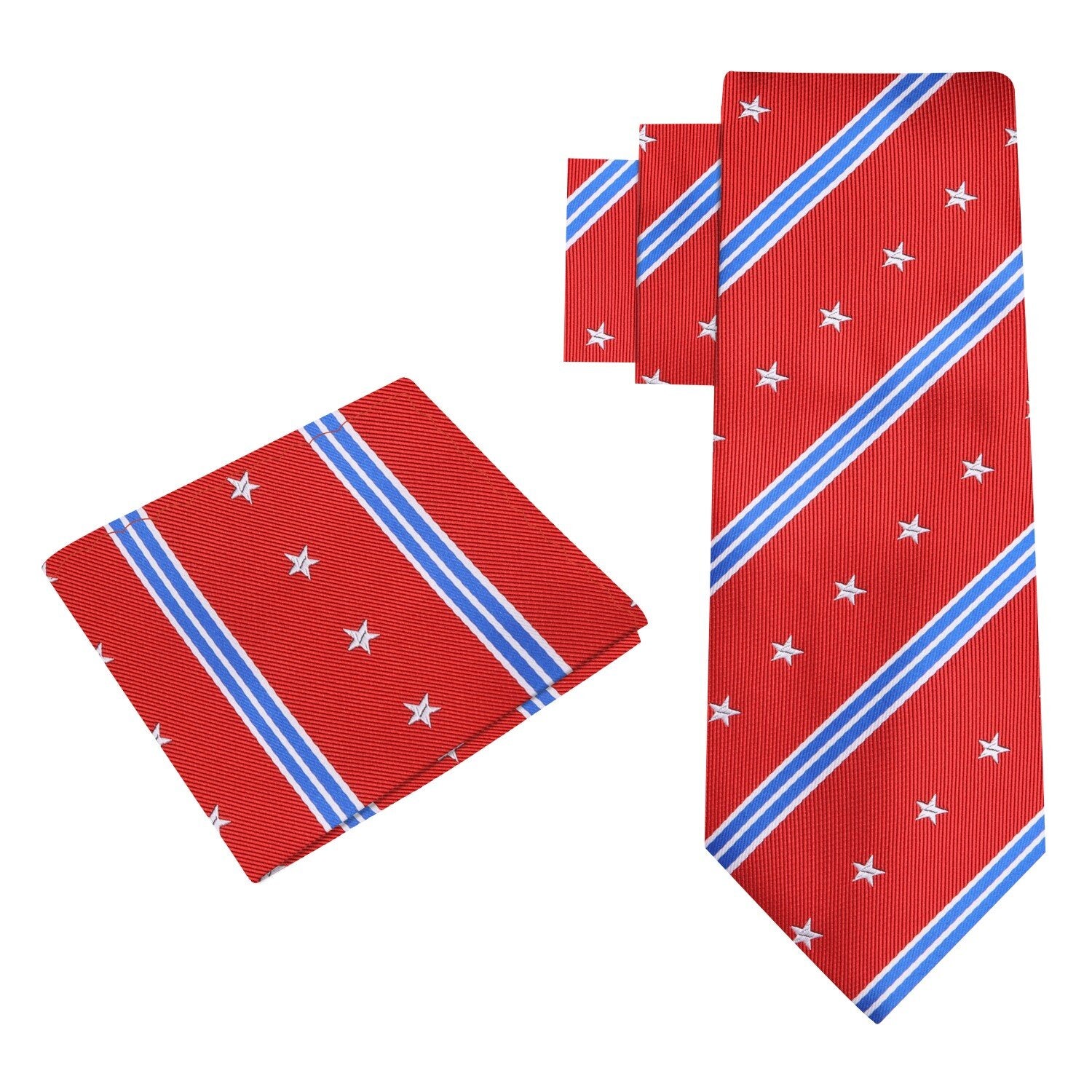 Alt View: Red, Blue, White Stars and Stripes Tie and Square