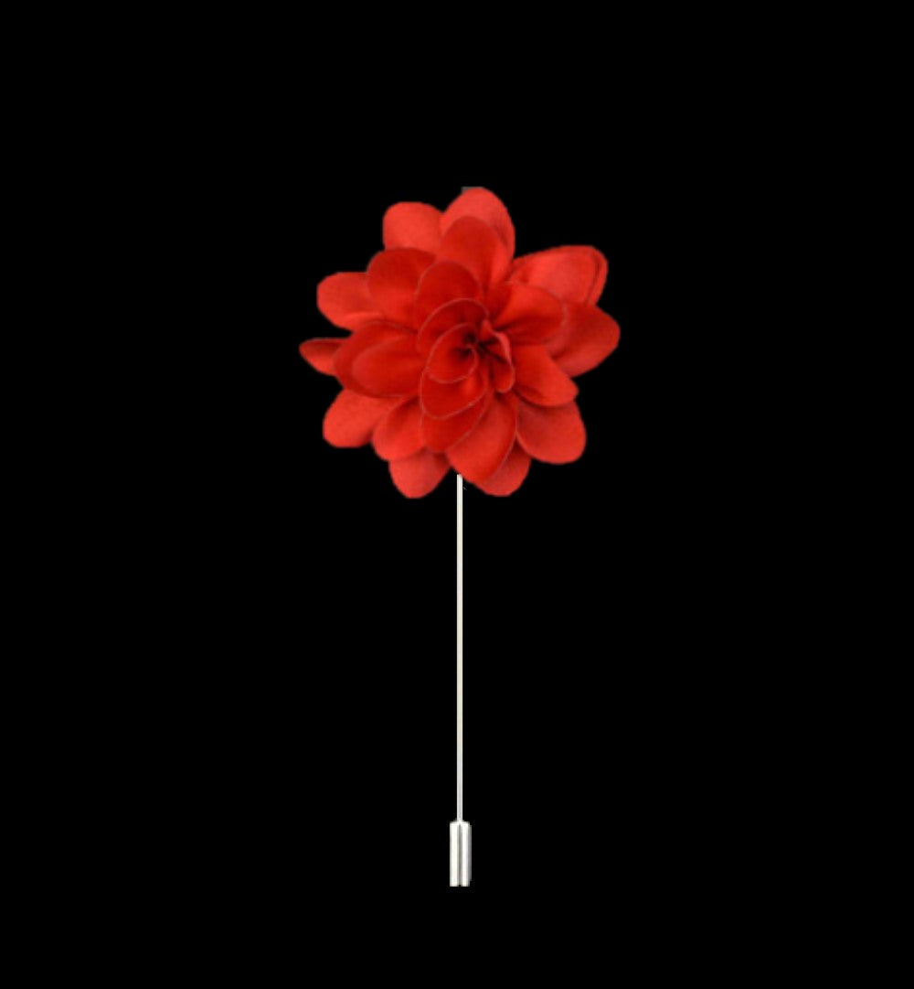 A Red Color Star Flower Shaped Lapel Pin||Red