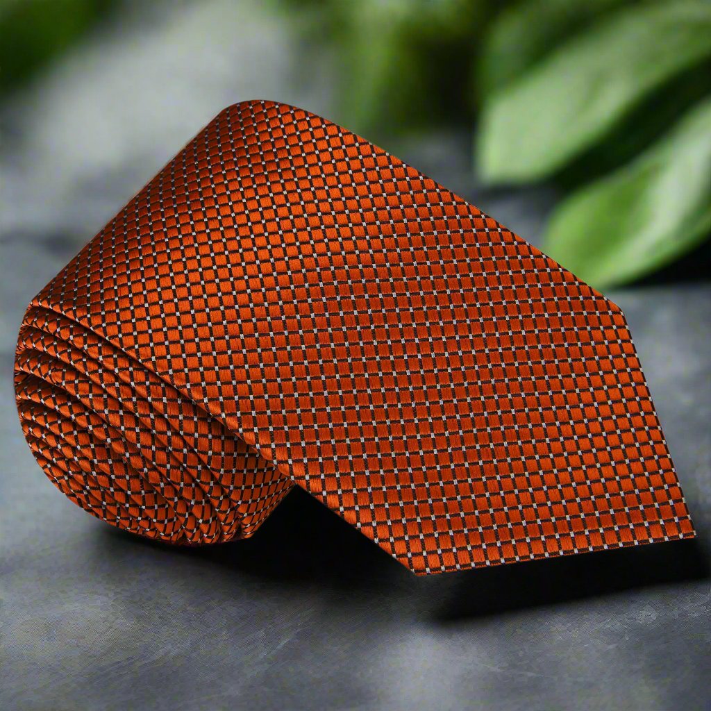 Rich Copper Geometric Tie  