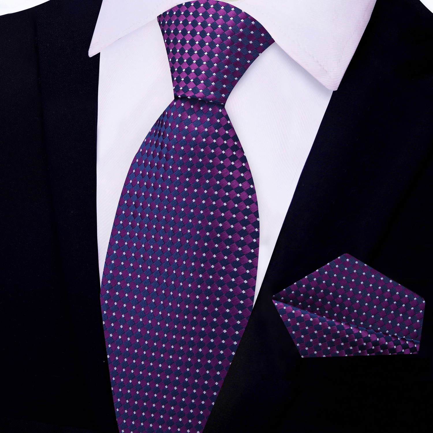 Deep Purple Diamonds Tie and Pocket Square