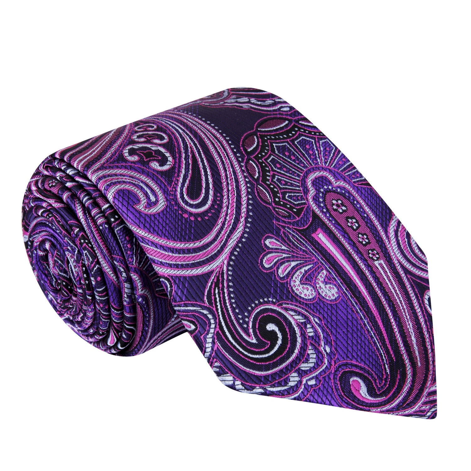 A Purple, Dark Purple Paisley Pattern Silk Necktie
