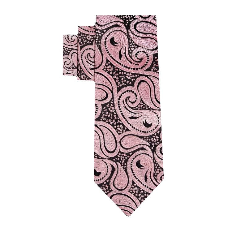 A Rose Gold And Brown Paisley Pattern Silk Necktie 