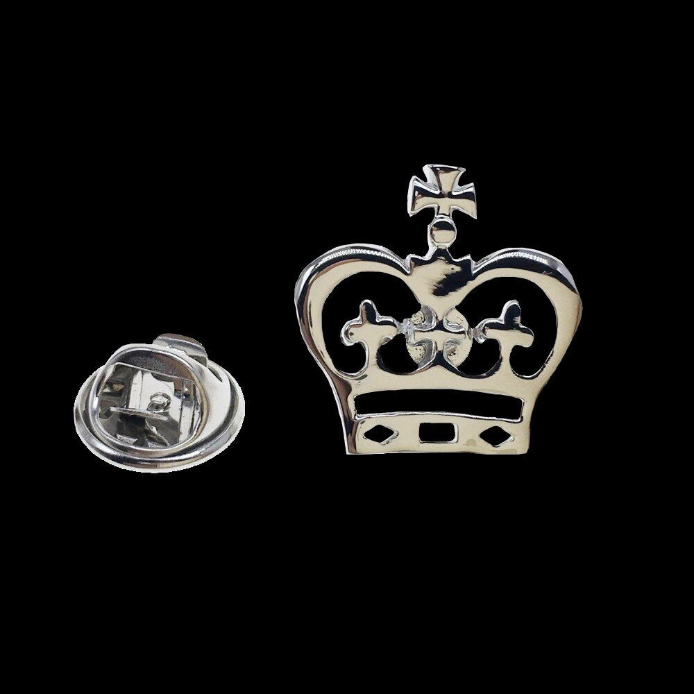 A Chrome Colored Royal Crown Shaped Lapel Pin