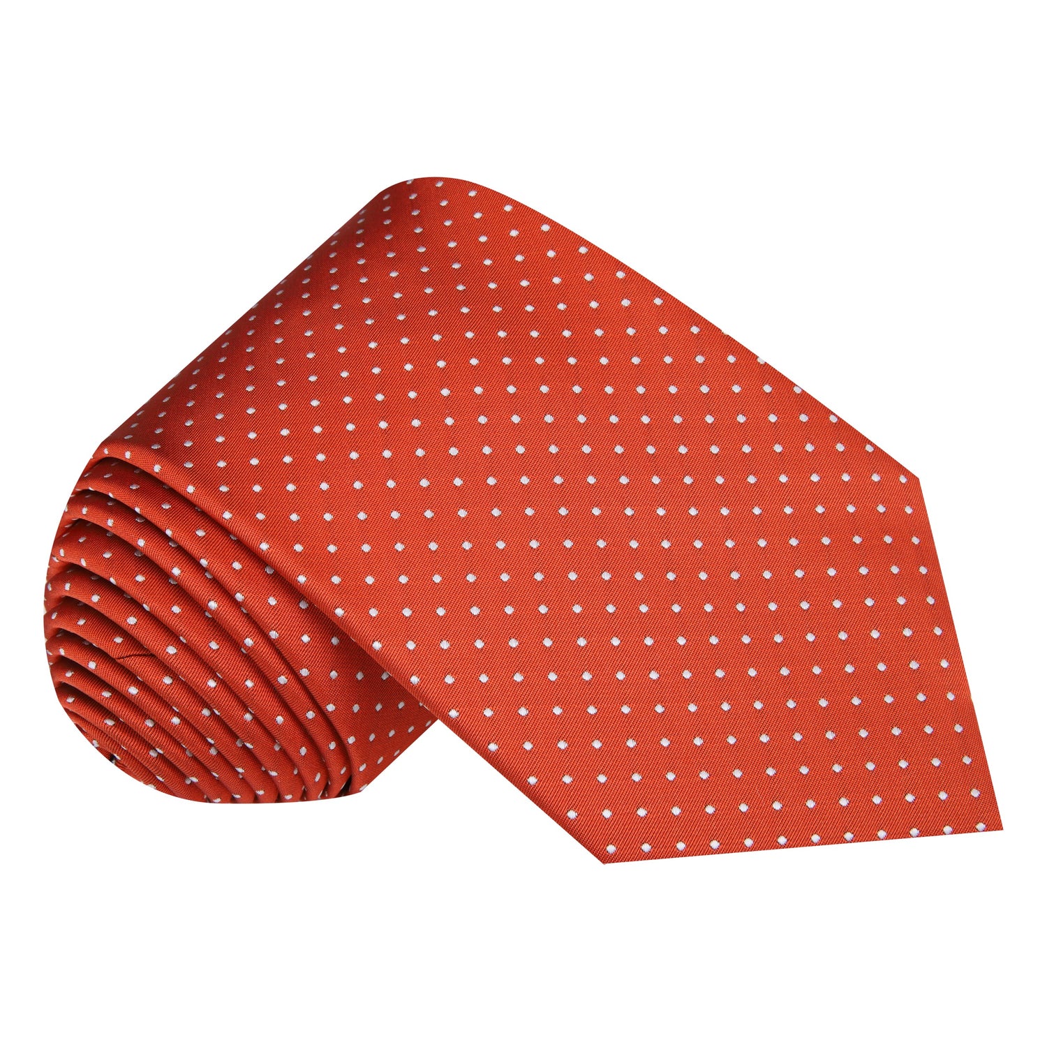 Single Tie: Orange with White Polka Necktie