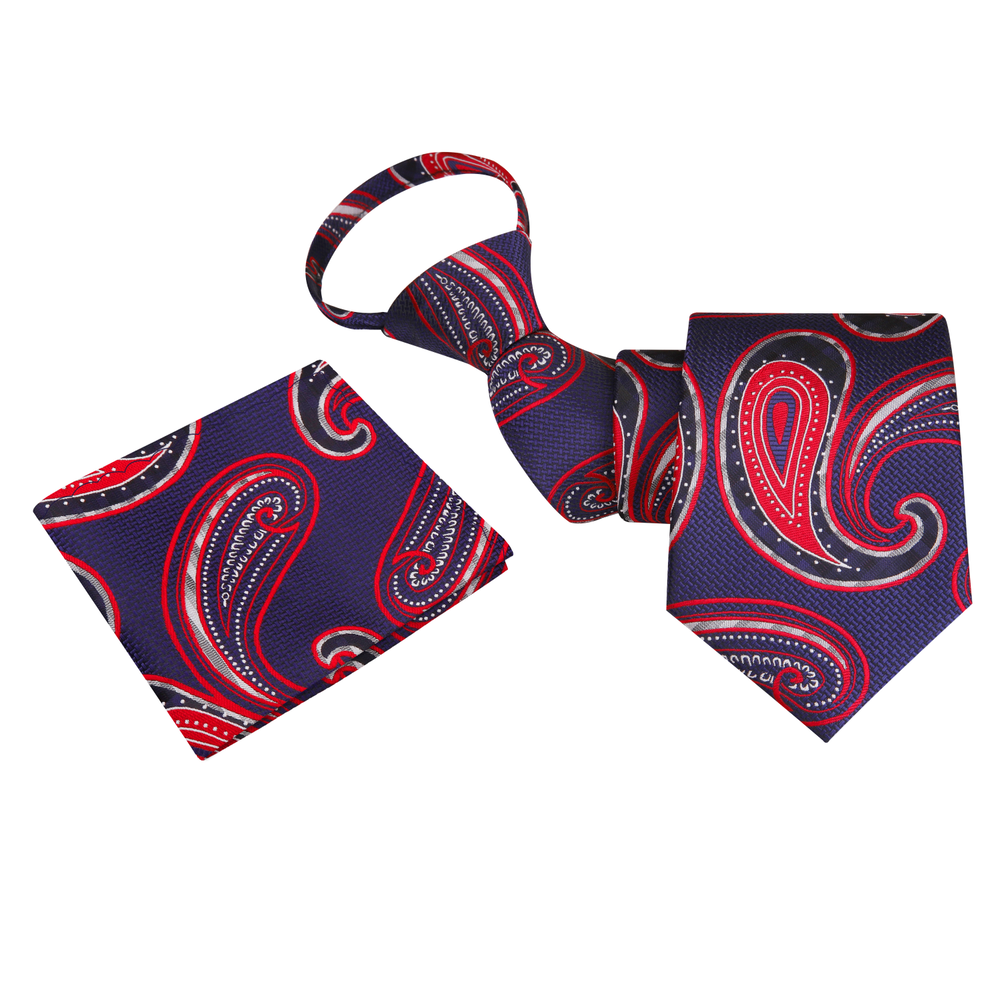 Zipper: Blue, Red Paisley Tie and Square