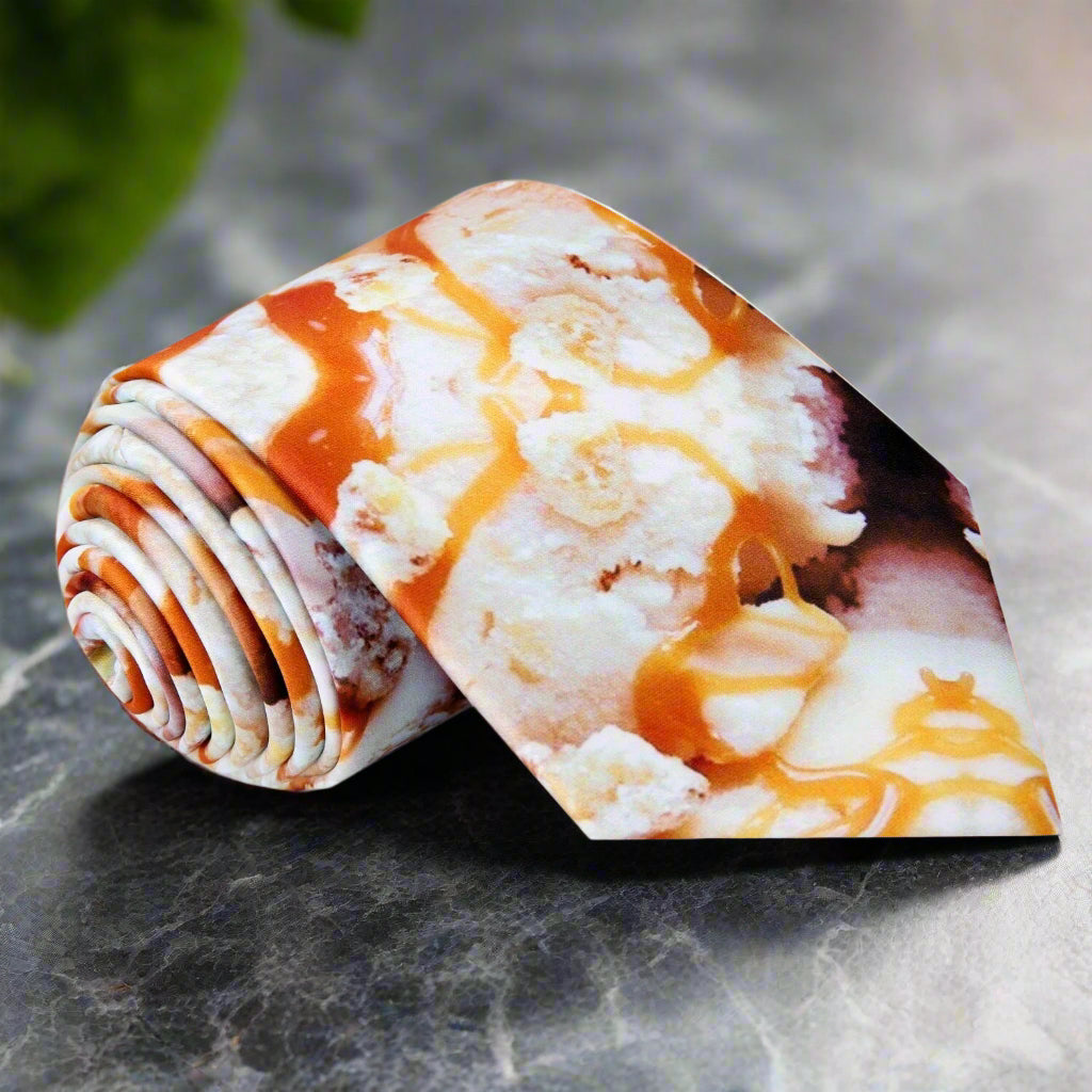 A Vanilla Ice Cream with Salted Caramel Drizzle Necktie 