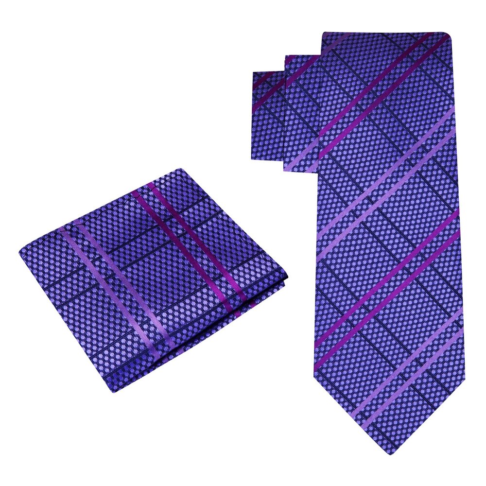 Alt View: Purple Plaid Tie and Pocket Square