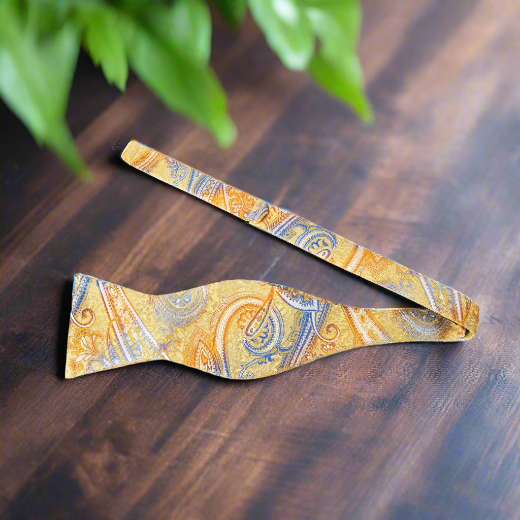 Orange, Red, Blue Paisley Bow Tie Self-Tie