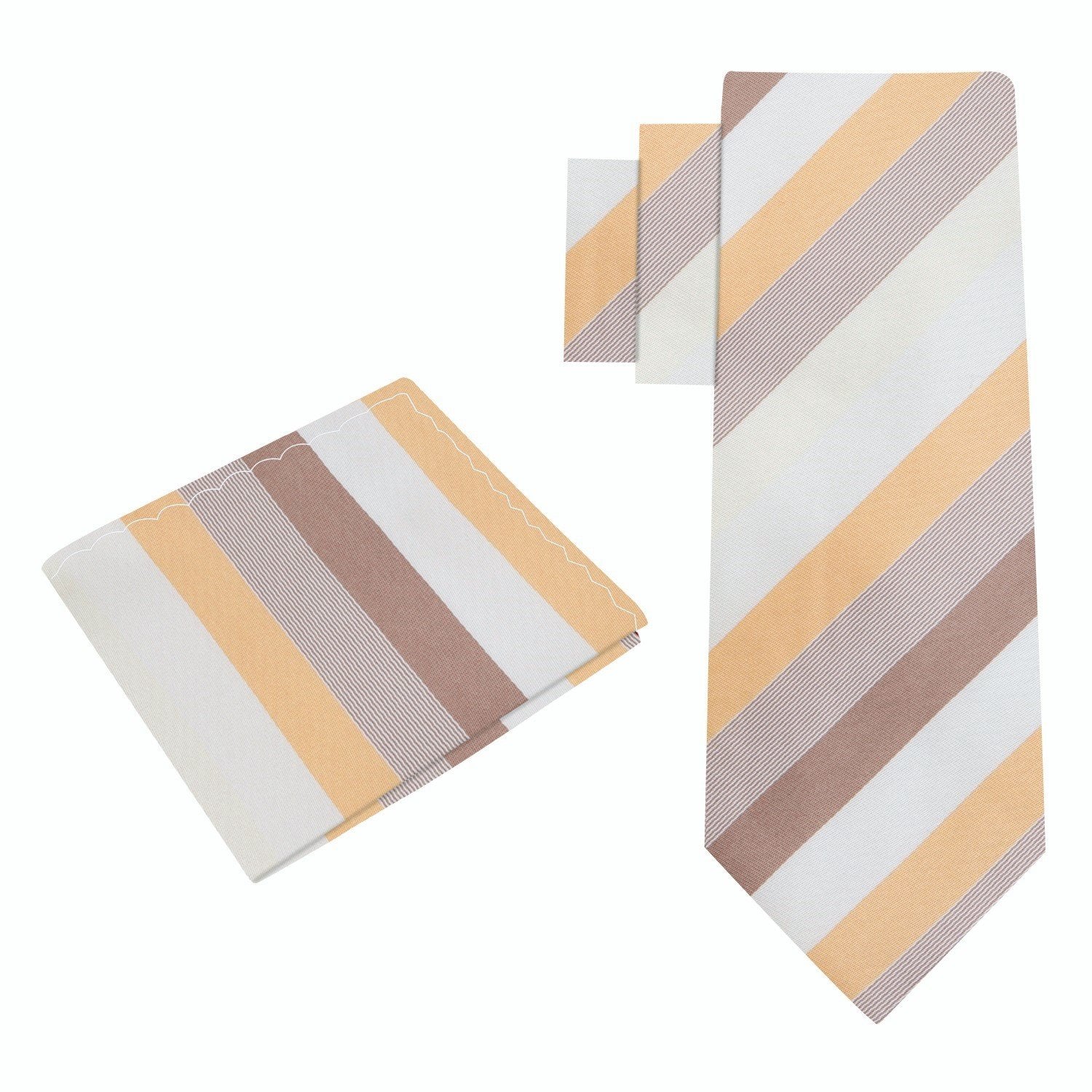 Alt View: Shades of Brown Stripe Tie and Pocket Square