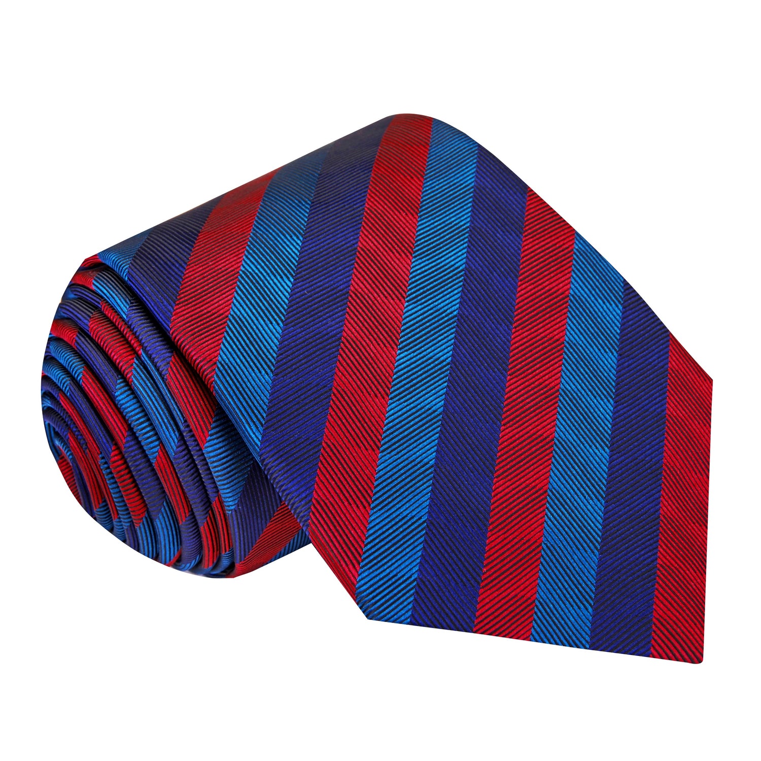 A Blue, Green, Red Stripe Pattern Silk Necktie 