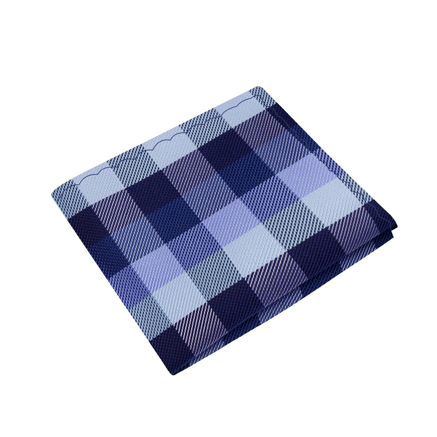 A Blue, Light Blue Geometric Squares Pattern Silk Pocket Square