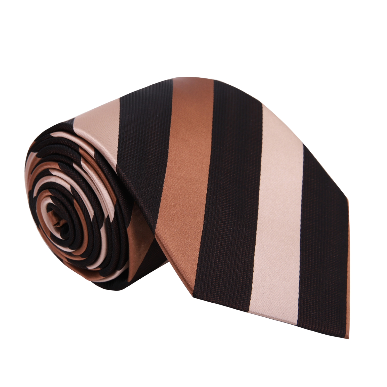 A Chocolate, Brown Stripe Pattern Silk Necktie