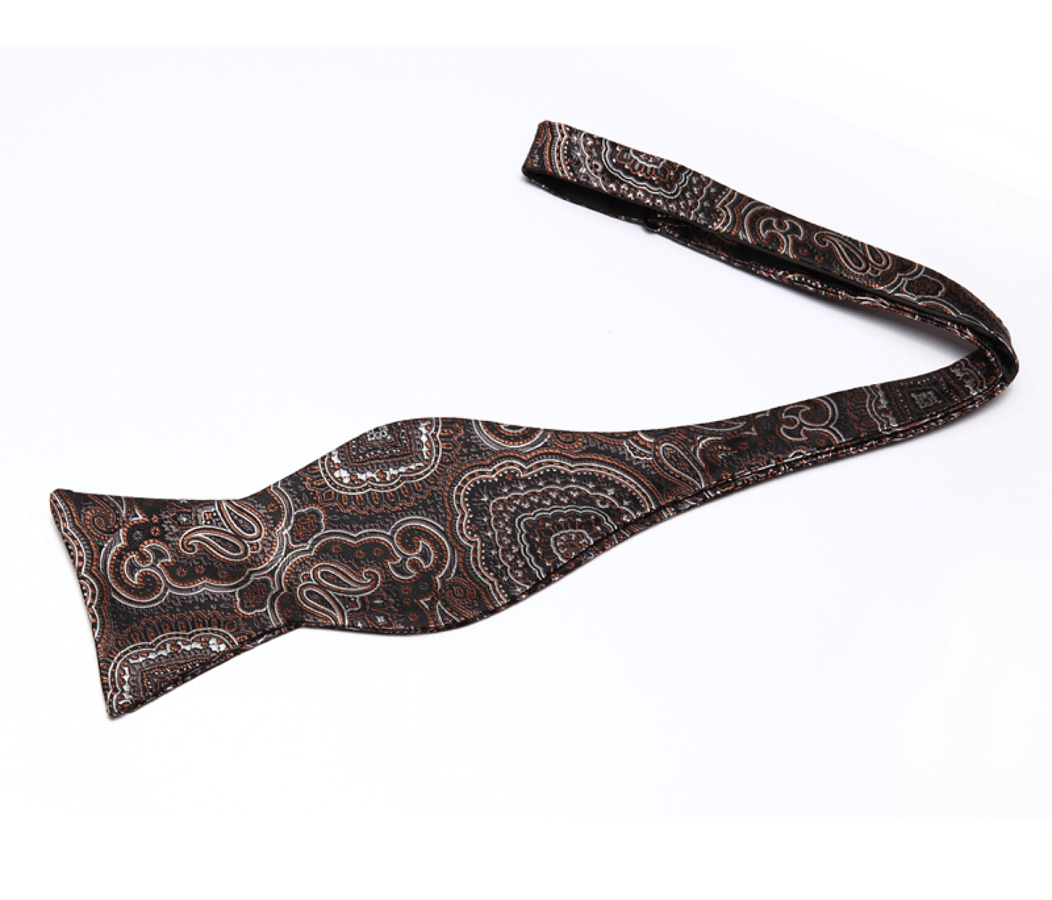 Brown Elaborate Paisley Self-Tie Bow Tie