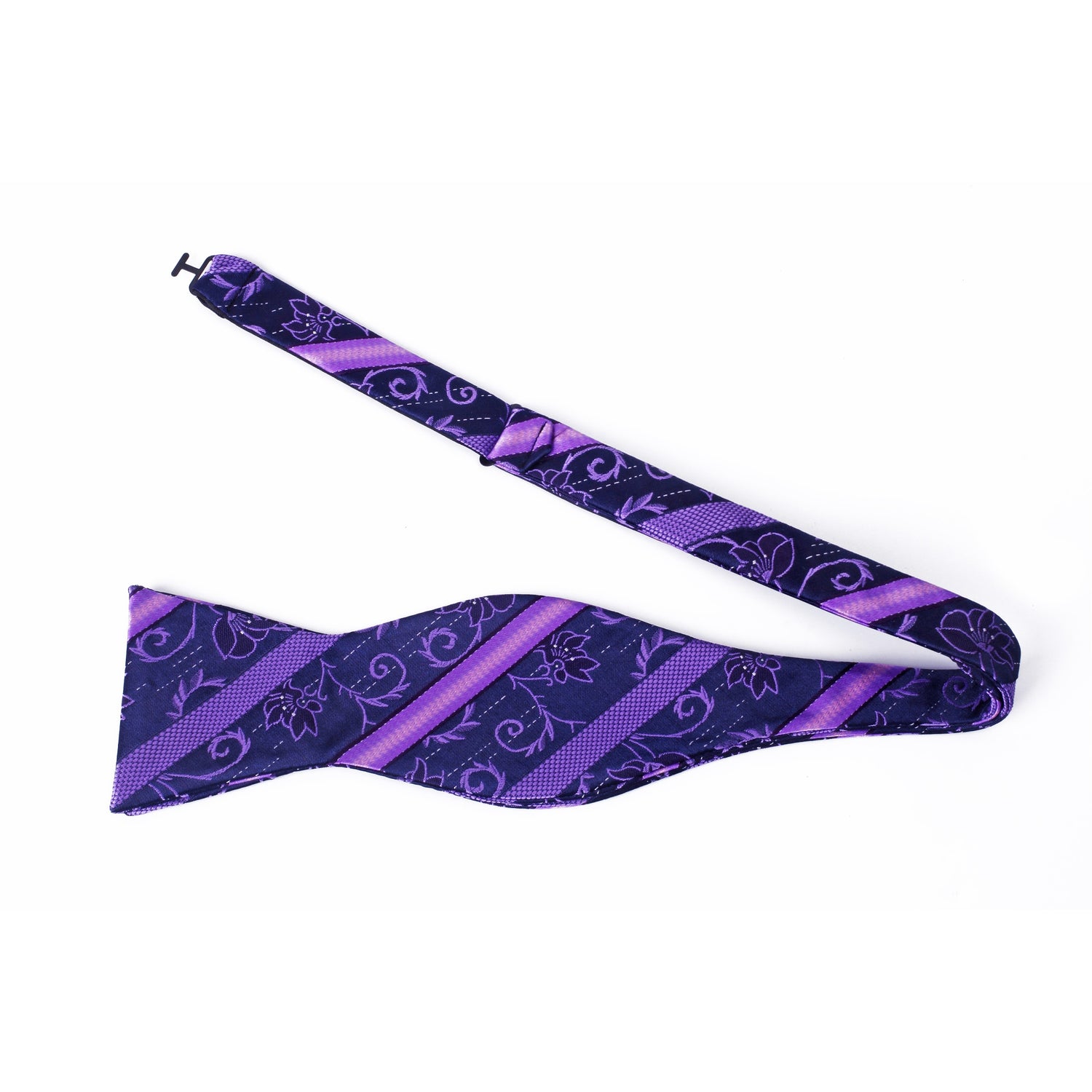 Untied: A Purple Floral Pattern Silk Self Tie Bow Tie 