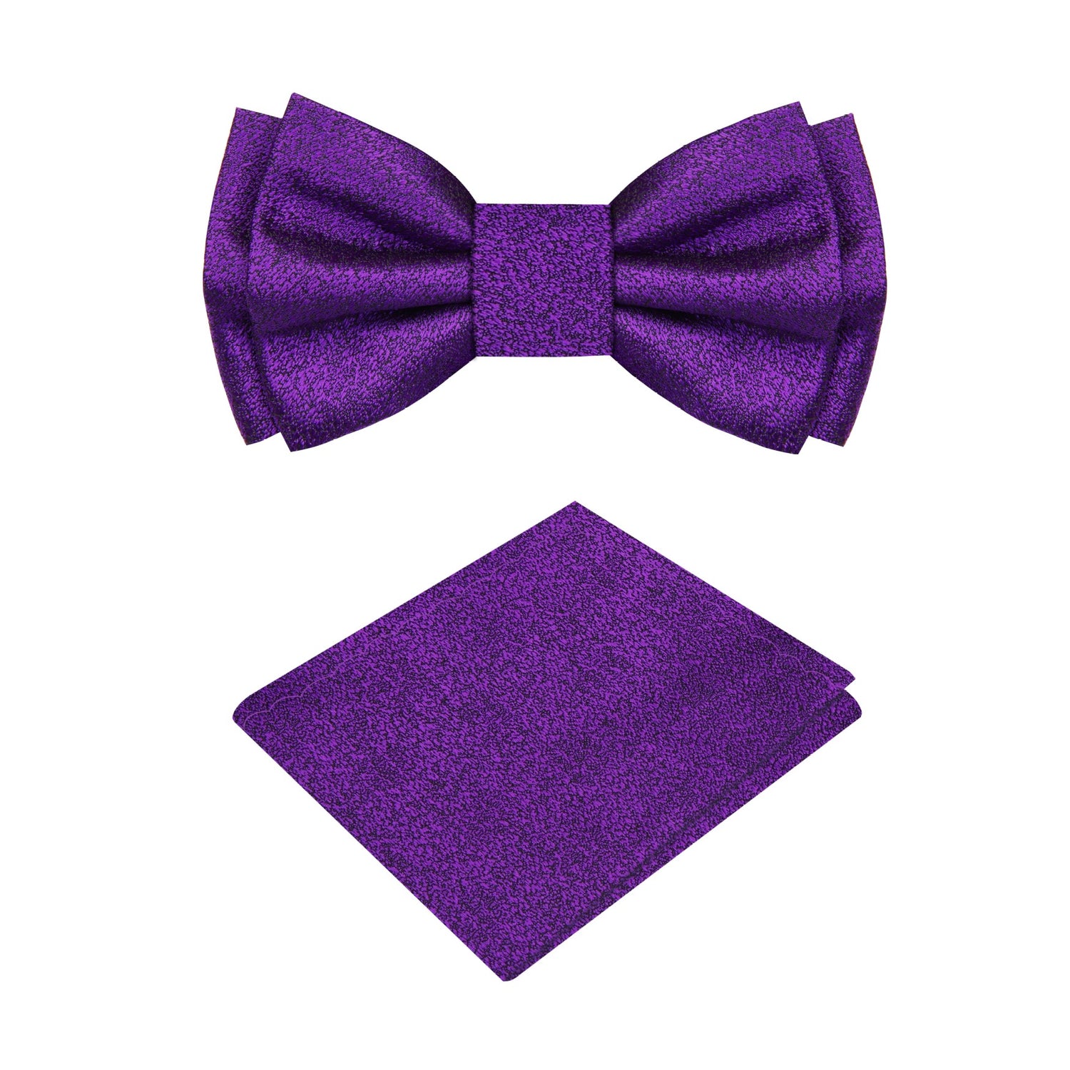 Solid Deep Purple With Texture Bow Tie and Pocket Square