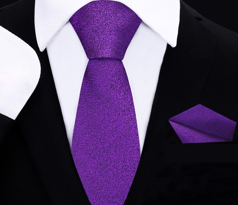Kids Shimmer Textured Purple Tie and Pocket square