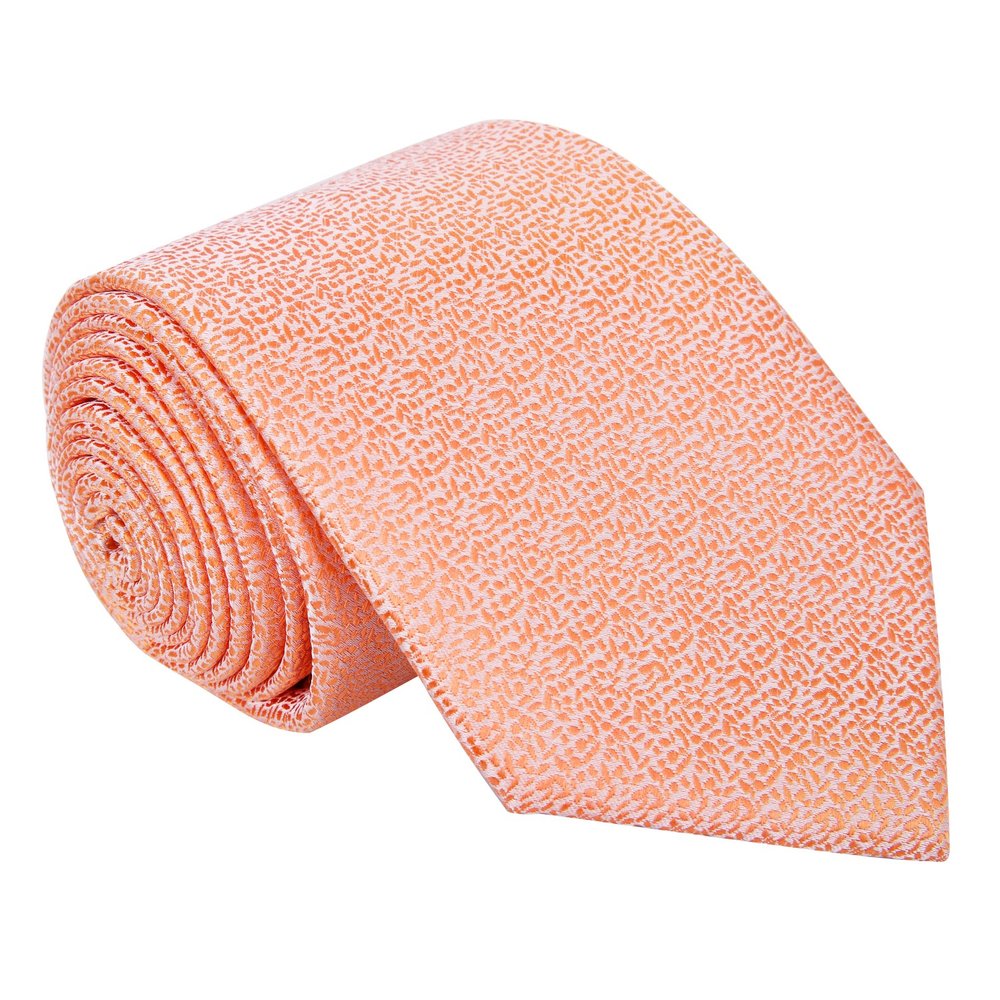 A Solid Coral Shimmer Pattern Silk Necktie ||Coral