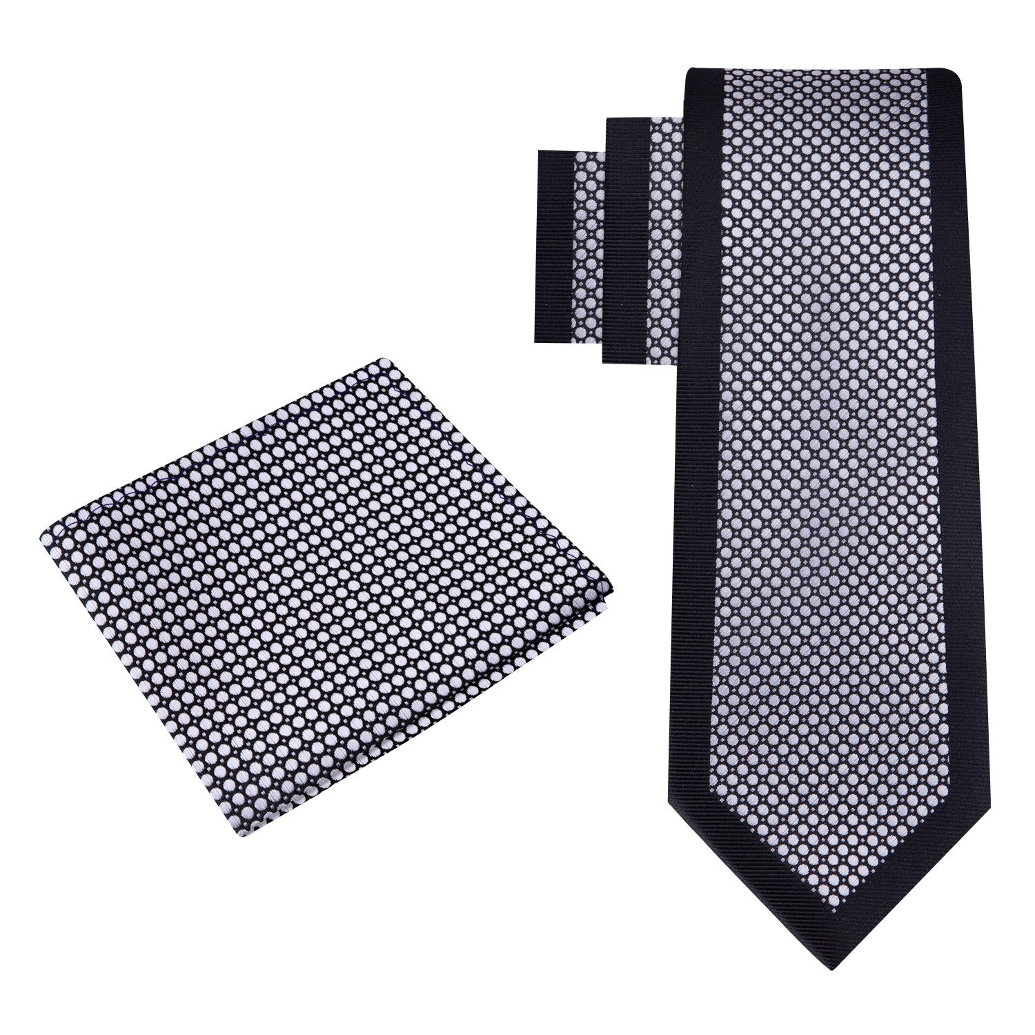 Alt View: Silver, Black Geometric Tie and Pocket Square