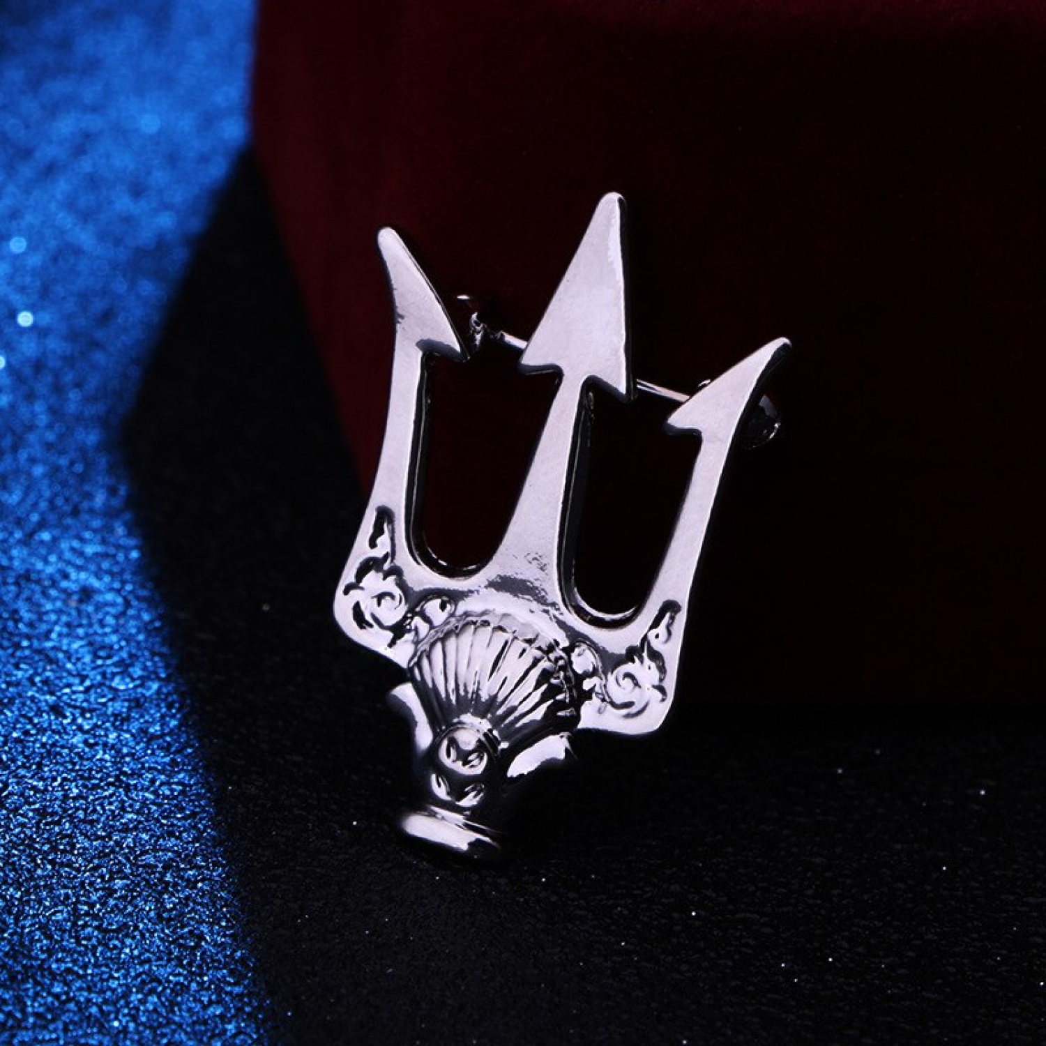 Main View Silver Colored Trident Lapel Pin