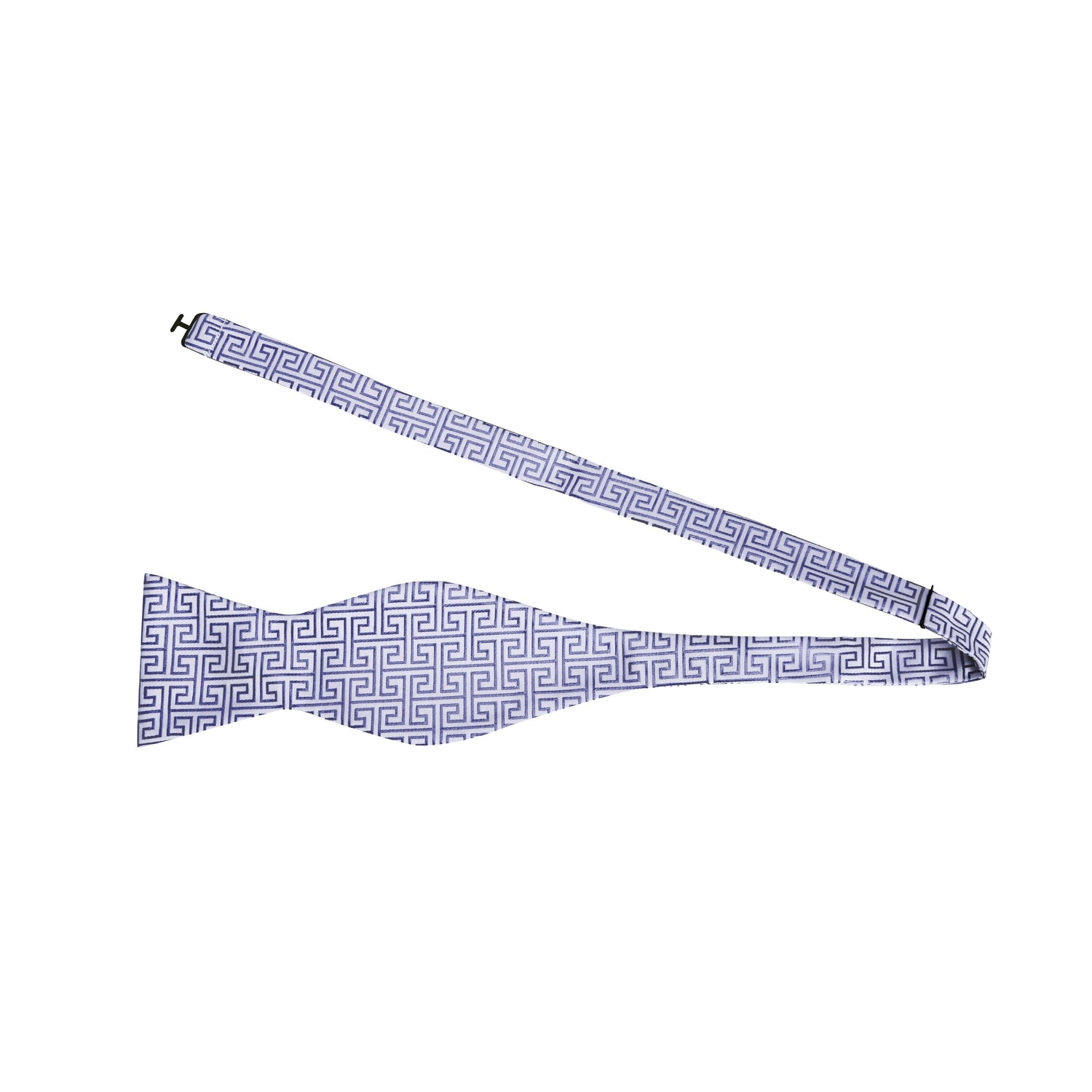 Untied View: A Silver Geometric Pattern Silk Self Tie Bow Tie