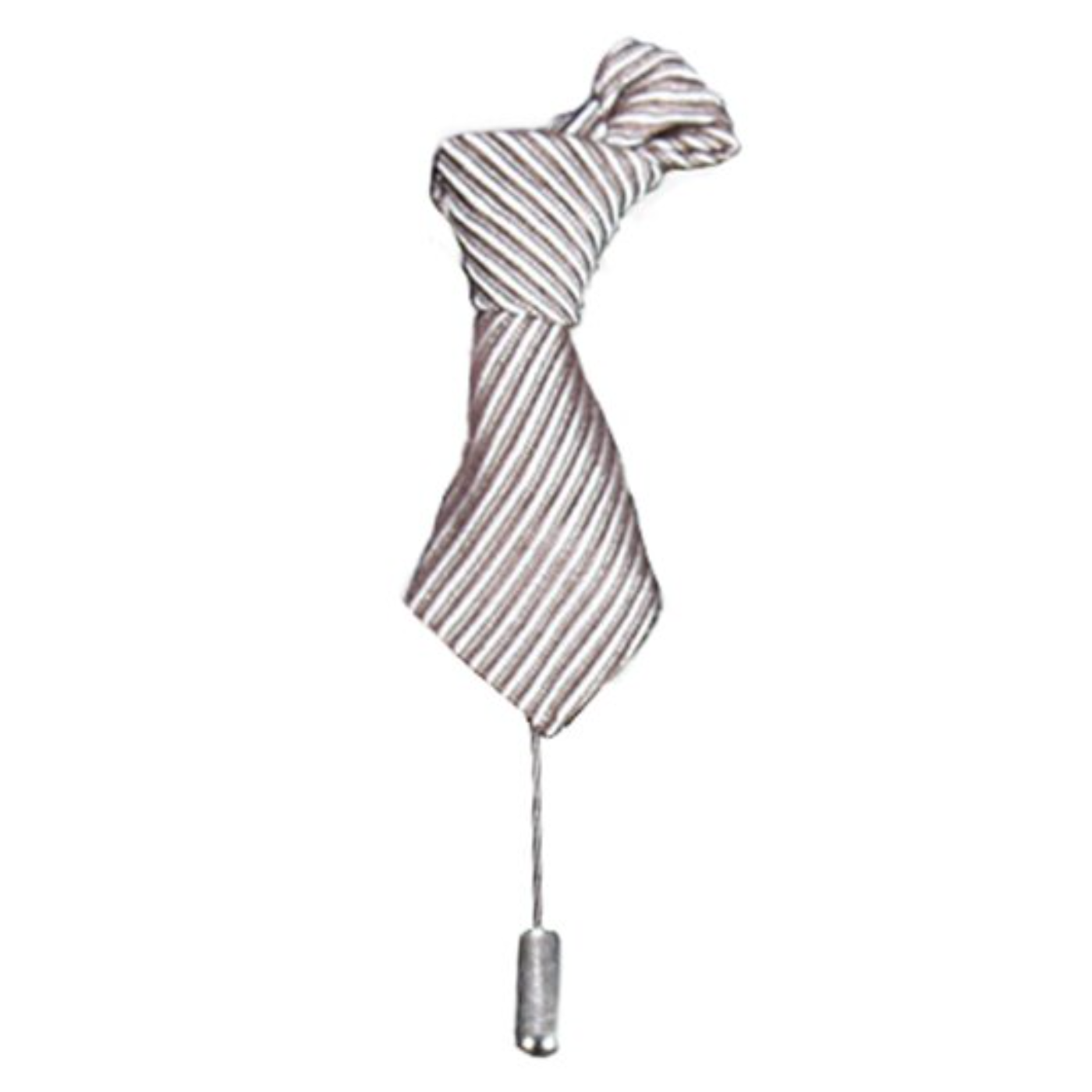 Main View: A Grey Stripe Necktie Shaped Lapel Pin||Grey Stripe