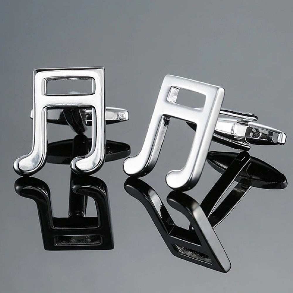A Silver Color Music Note Shape Cuff-links