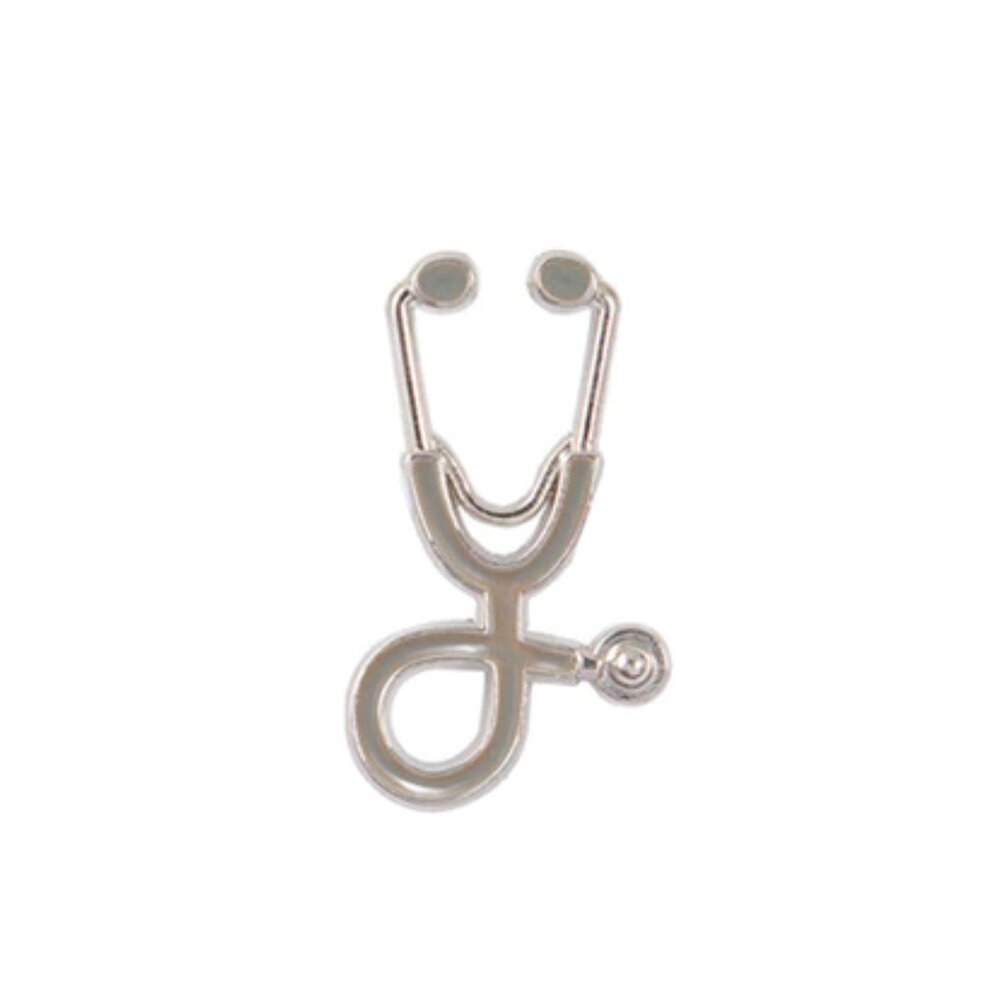Silver Grey Stethoscope Lapel Pin