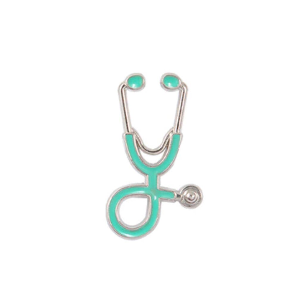 Silver Mint Stethoscope Lapel Pin