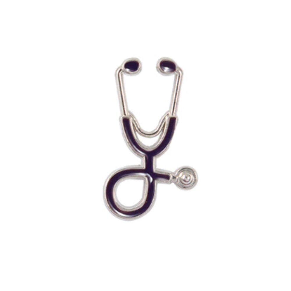 Silver Purple Stethoscope Lapel Pin