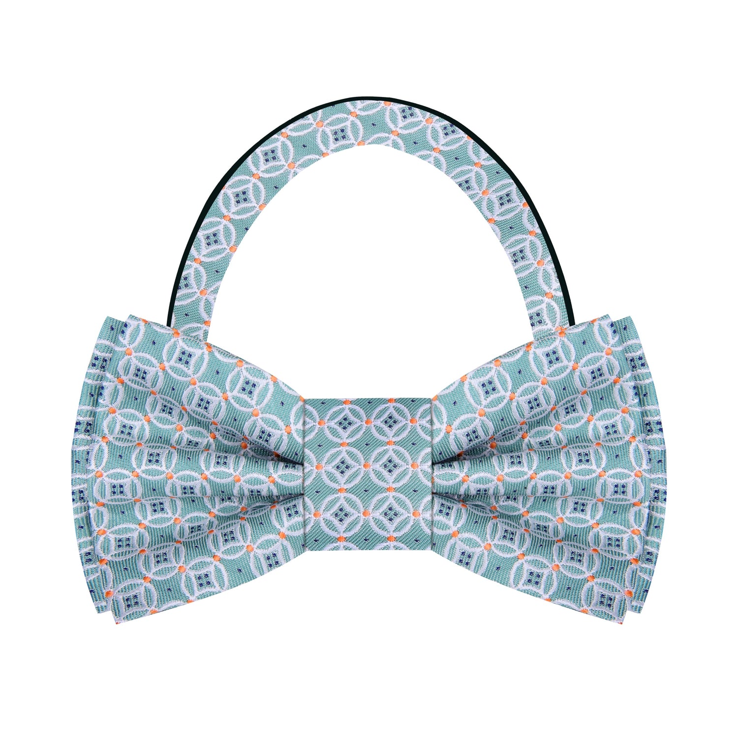 Pre Tied Pale Mint and Orange Geometric Bow Tie