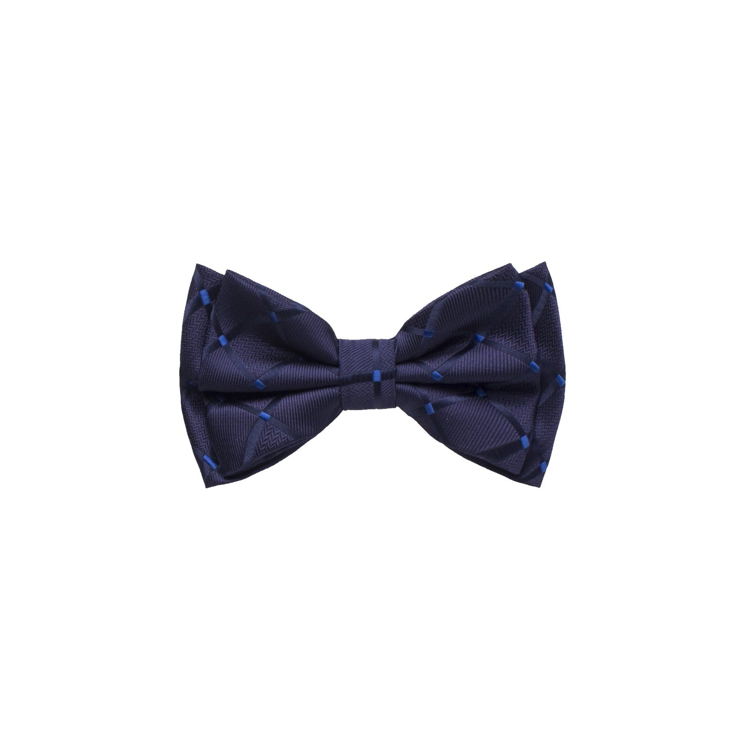 A Dark Blue With Geometric Check Texture Pattern Silk Kids Pre-Tied Bow Tie
