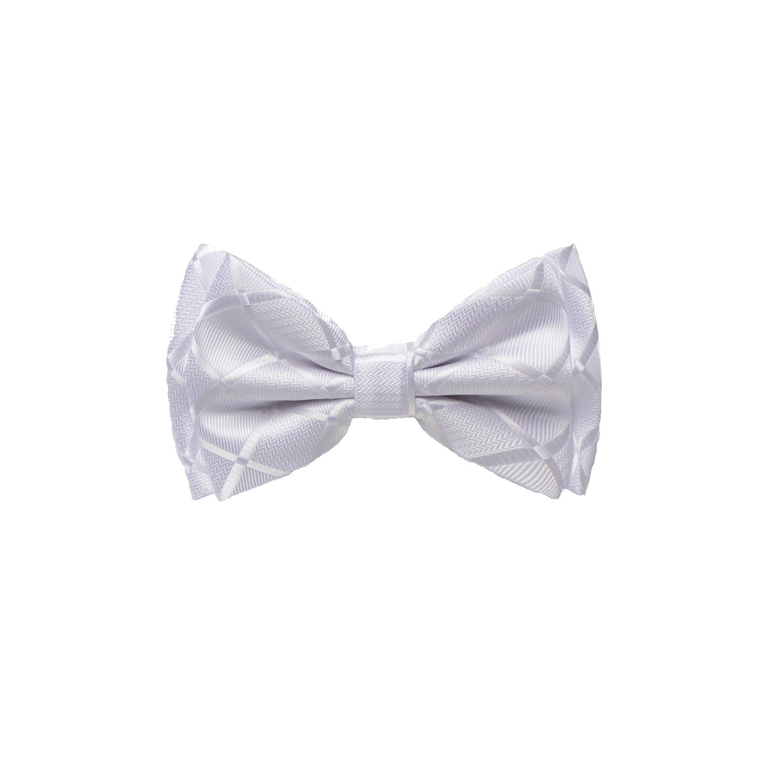 White With Geometric Texture Bow Tie 
