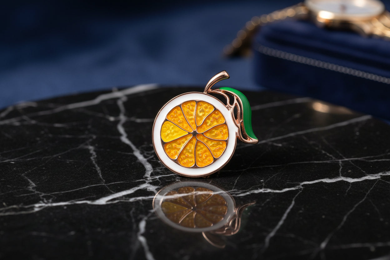 Citrus Slice Lapel Pin – Orange or Lemon Fruit Suit Pin