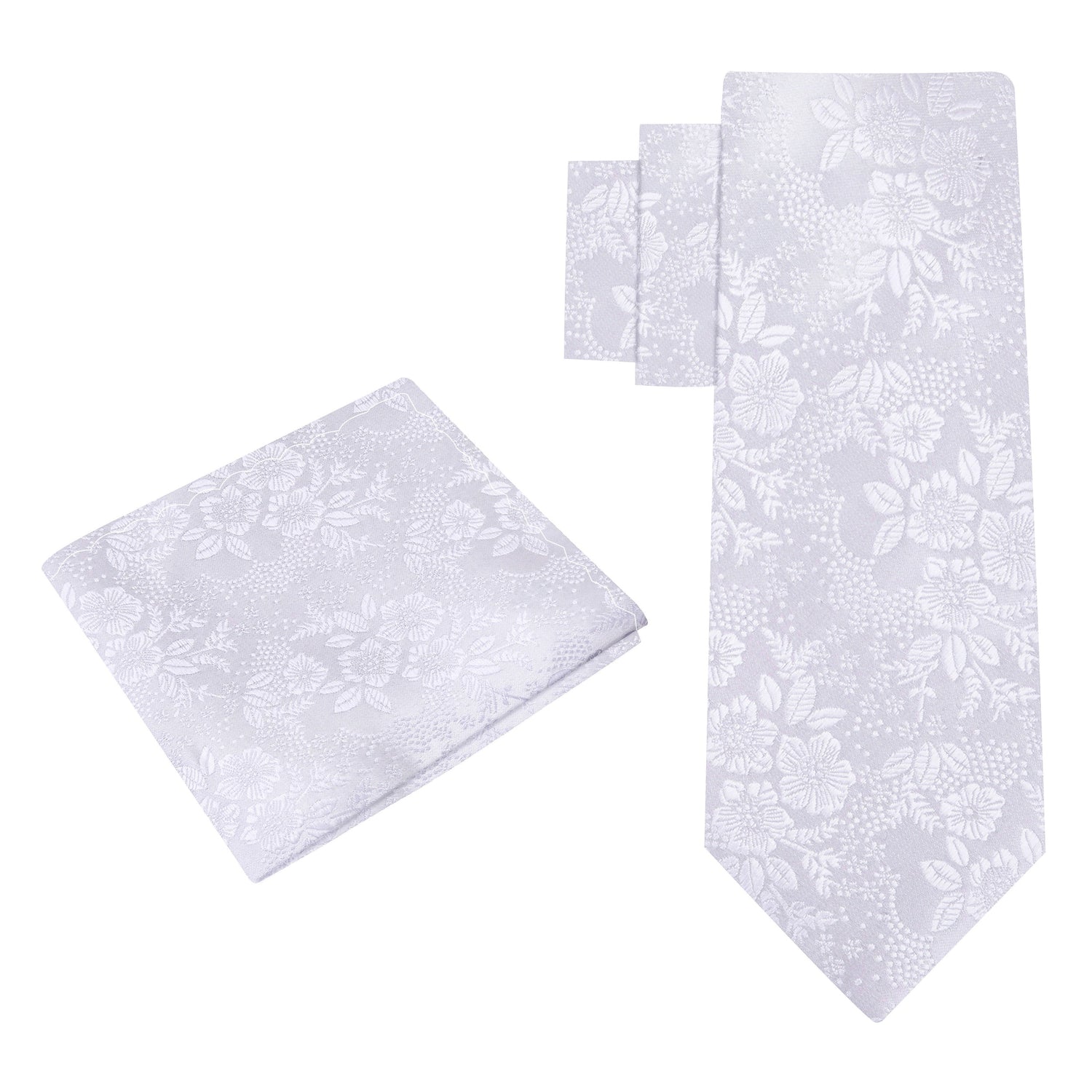 Alt View: White Floral Tie and Pocket Square