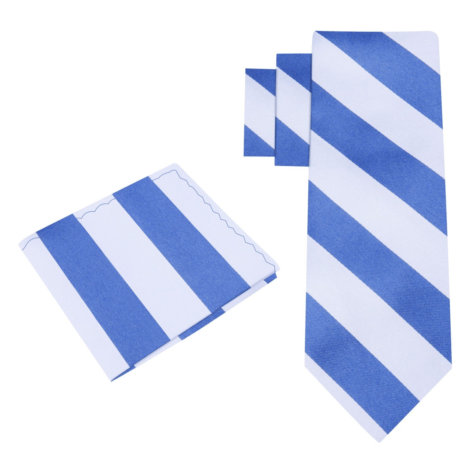 View 2: Blue and white block stripe tie and square