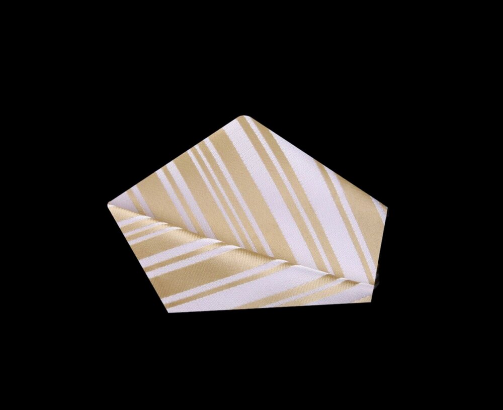 Soft Gold, Pearl Stripe Silk Pocket Square