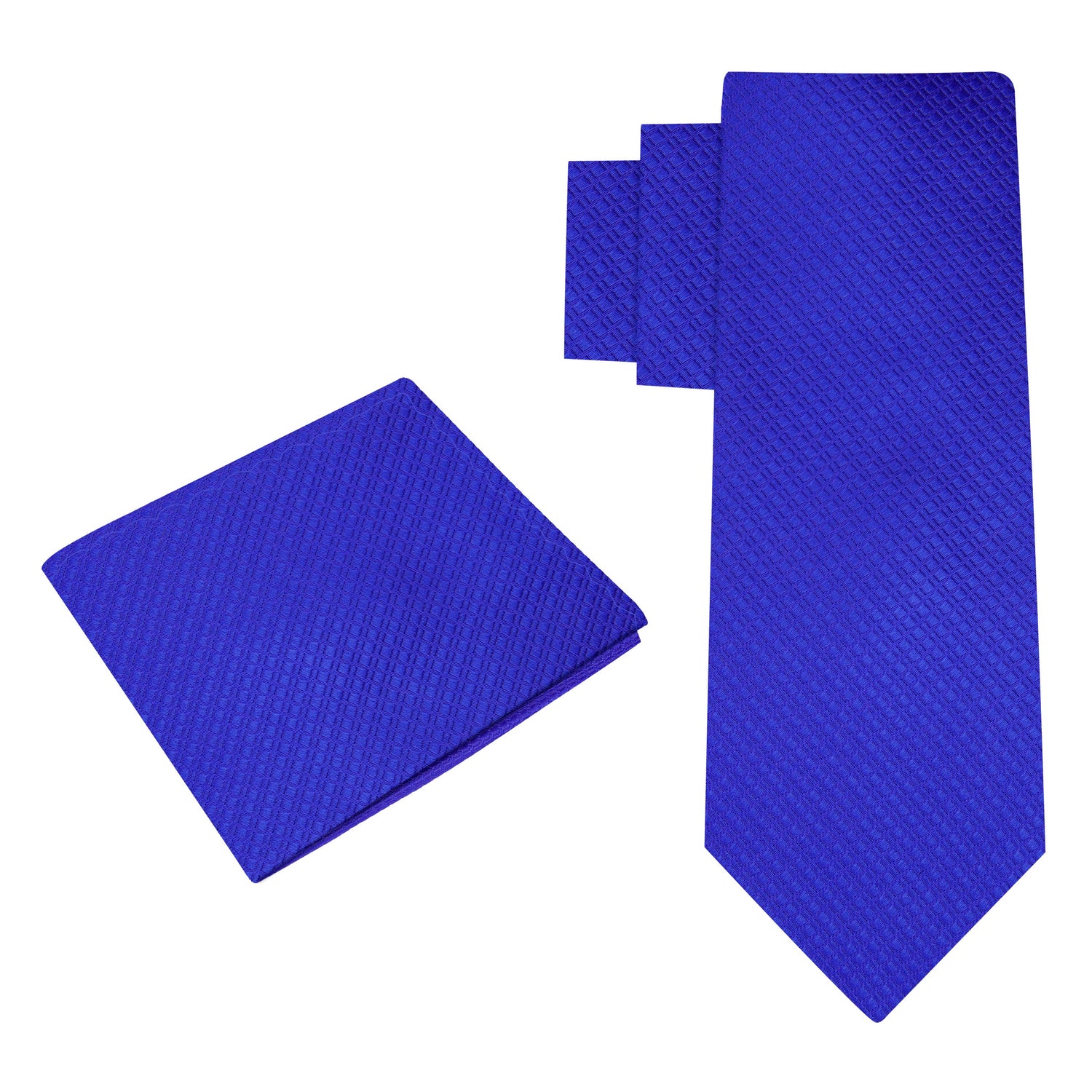 alt view: Solid Blue Textured Tie and Pocket Square